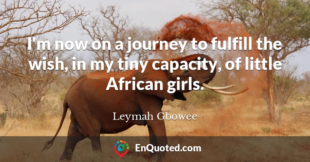 I'm now on a journey to fulfill the wish, in my tiny capacity, of little African girls.
