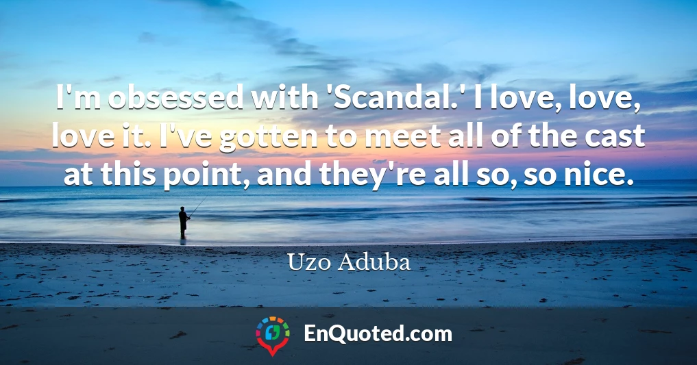 I'm obsessed with 'Scandal.' I love, love, love it. I've gotten to meet all of the cast at this point, and they're all so, so nice.