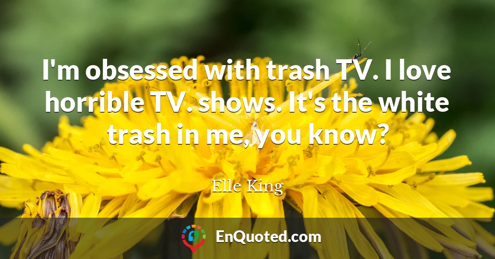 I'm obsessed with trash TV. I love horrible TV. shows. It's the white trash in me, you know?