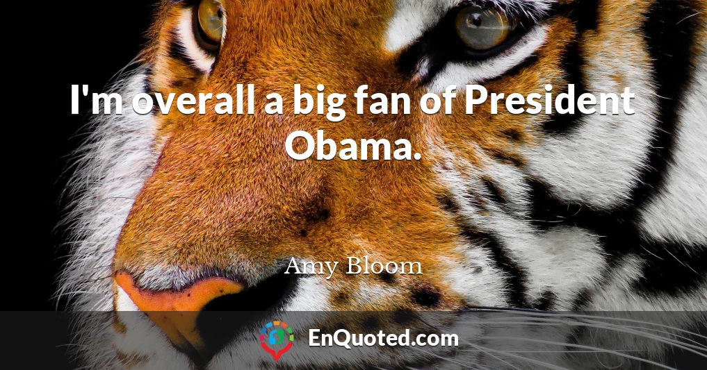 I'm overall a big fan of President Obama.