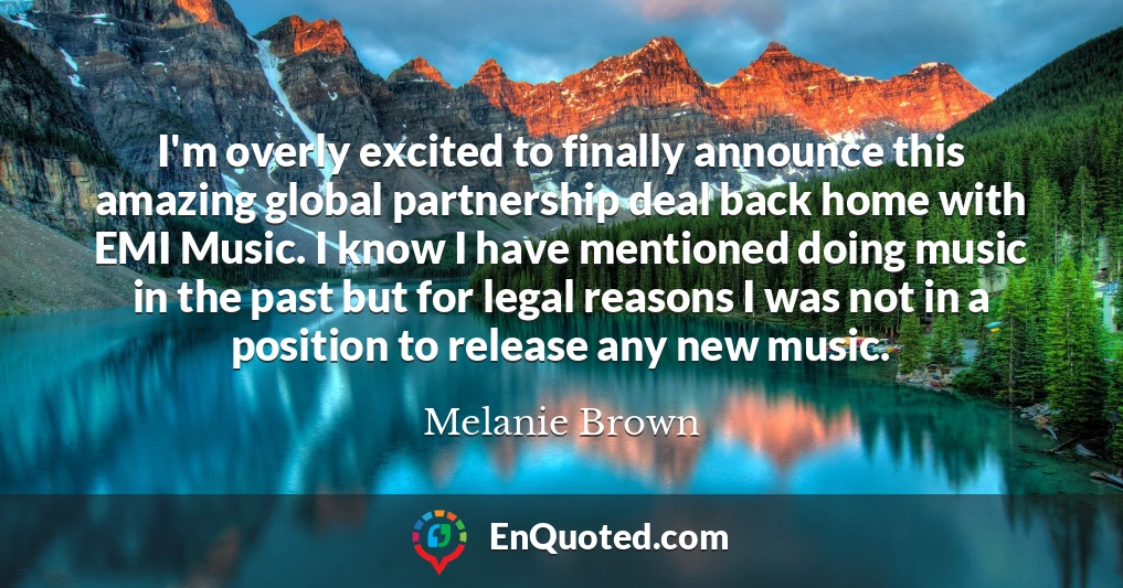 I'm overly excited to finally announce this amazing global partnership deal back home with EMI Music. I know I have mentioned doing music in the past but for legal reasons I was not in a position to release any new music.