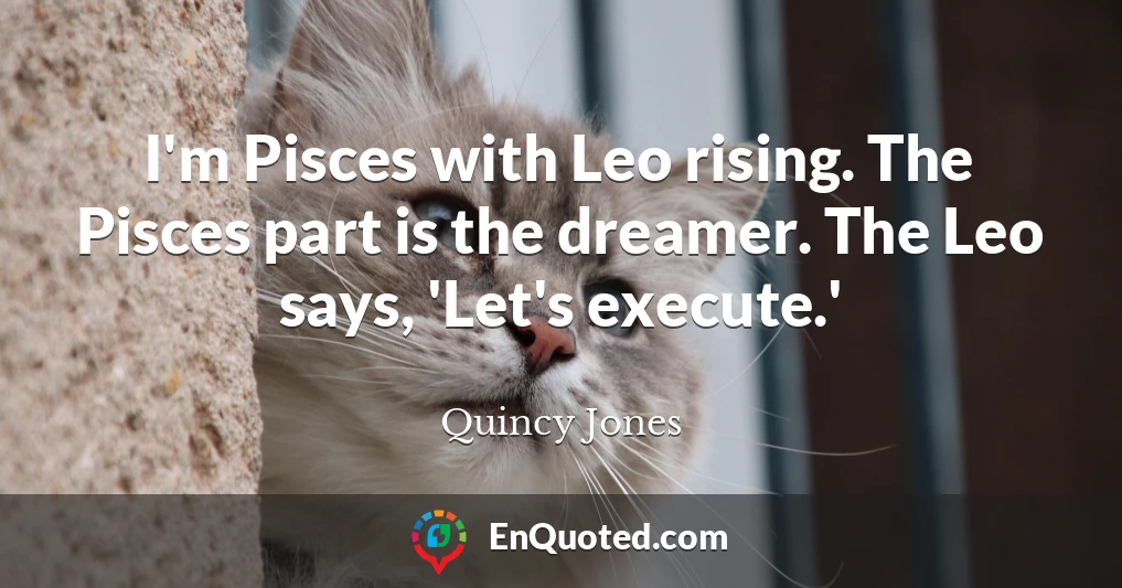 I'm Pisces with Leo rising. The Pisces part is the dreamer. The Leo says, 'Let's execute.'