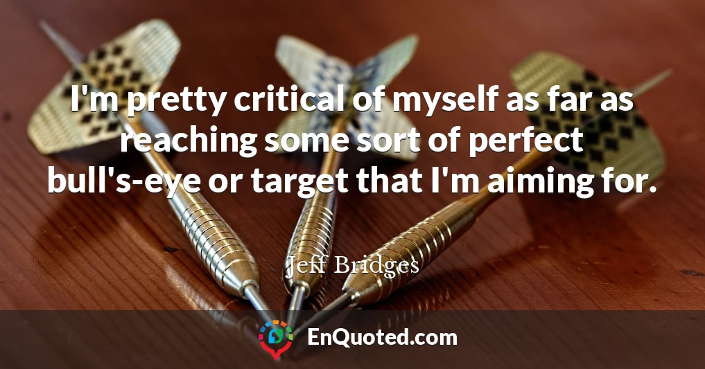 I'm pretty critical of myself as far as reaching some sort of perfect bull's-eye or target that I'm aiming for.