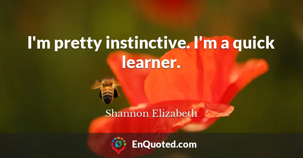 I'm pretty instinctive. I'm a quick learner.