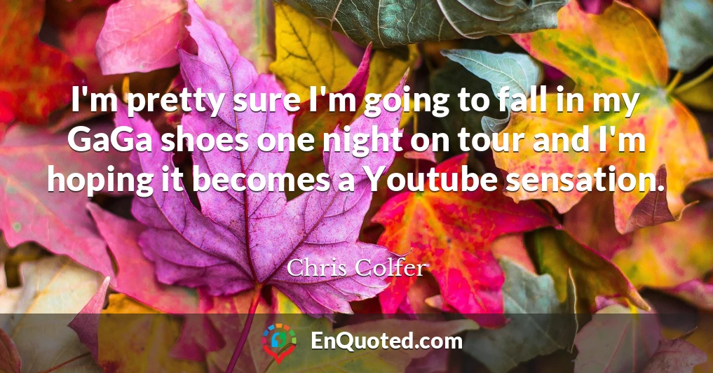 I'm pretty sure I'm going to fall in my GaGa shoes one night on tour and I'm hoping it becomes a Youtube sensation.