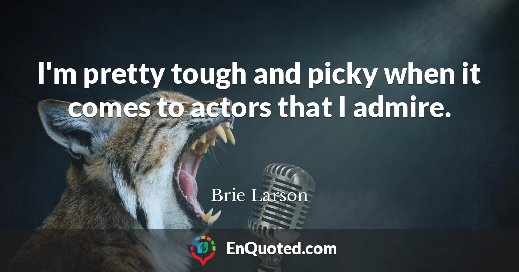 I'm pretty tough and picky when it comes to actors that I admire.