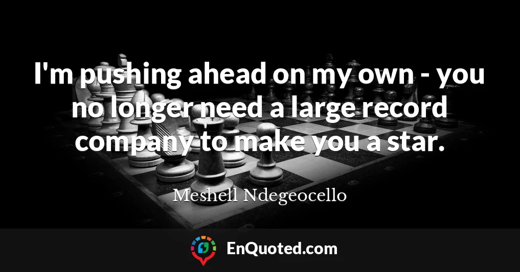 I'm pushing ahead on my own - you no longer need a large record company to make you a star.