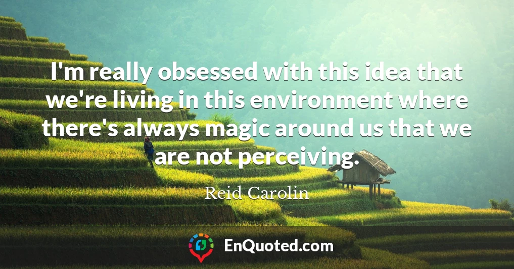 I'm really obsessed with this idea that we're living in this environment where there's always magic around us that we are not perceiving.