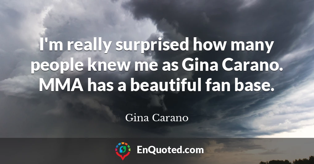 I'm really surprised how many people knew me as Gina Carano. MMA has a beautiful fan base.