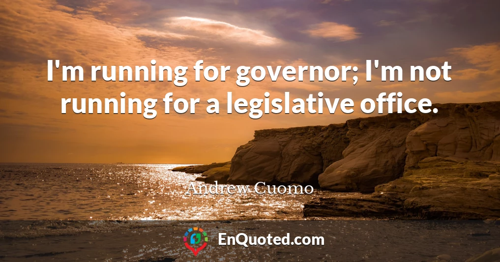 I'm running for governor; I'm not running for a legislative office.