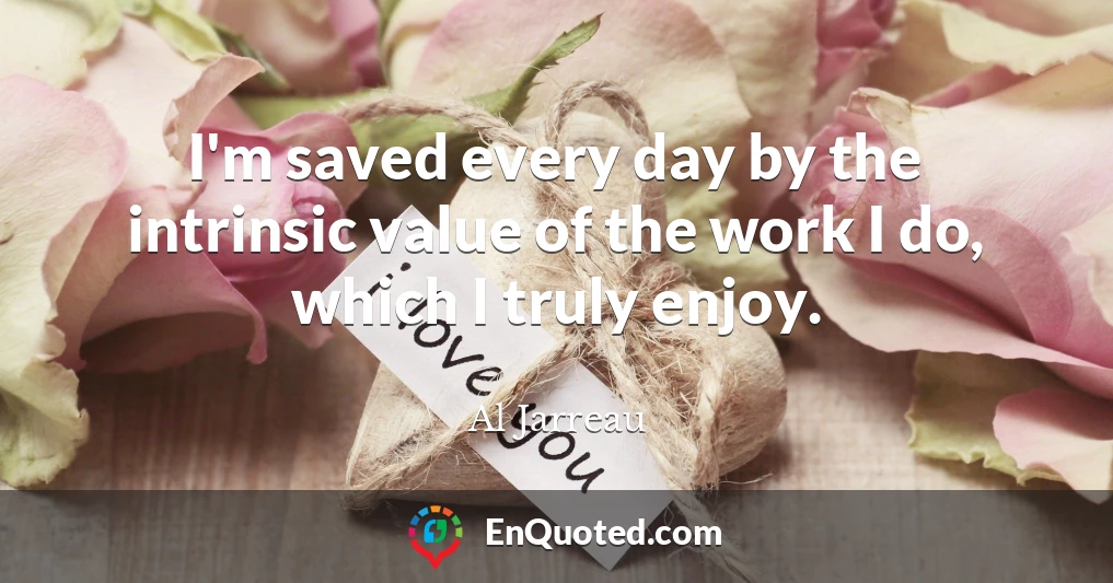 I'm saved every day by the intrinsic value of the work I do, which I truly enjoy.