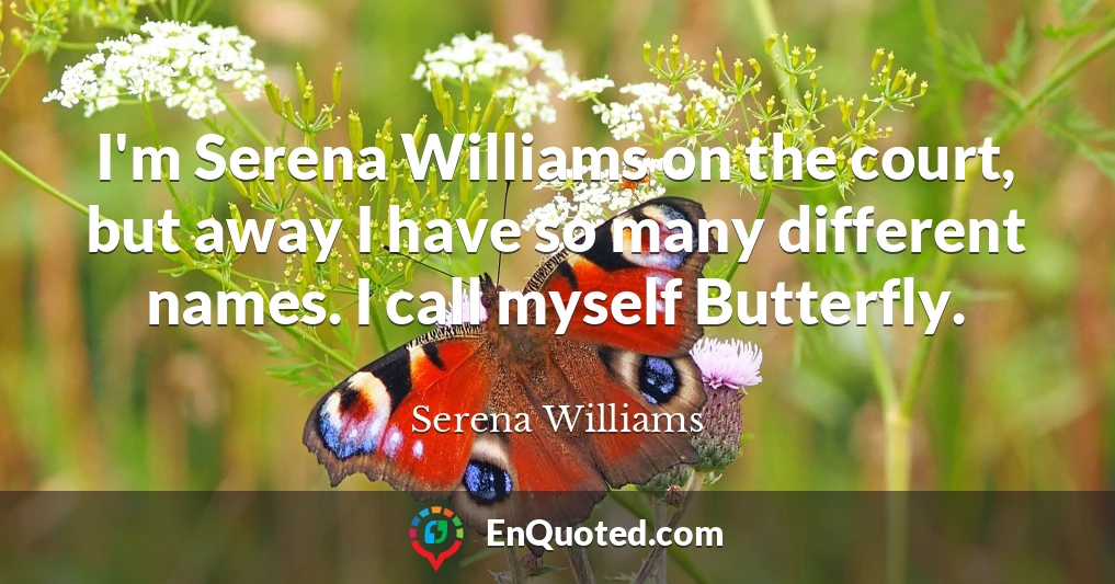 I'm Serena Williams on the court, but away I have so many different names. I call myself Butterfly.