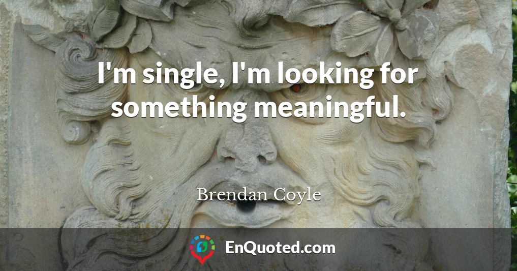 I'm single, I'm looking for something meaningful.