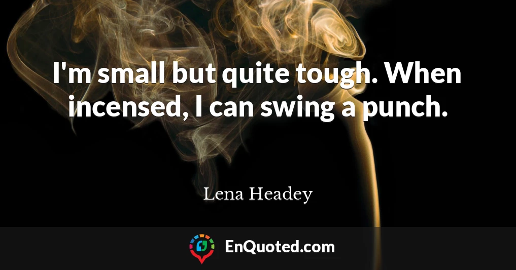 I'm small but quite tough. When incensed, I can swing a punch.