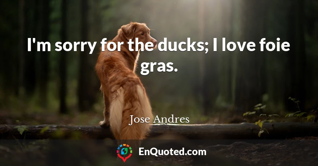 I'm sorry for the ducks; I love foie gras.