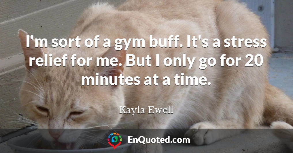 I'm sort of a gym buff. It's a stress relief for me. But I only go for 20 minutes at a time.