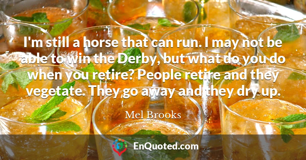 I'm still a horse that can run. I may not be able to win the Derby, but what do you do when you retire? People retire and they vegetate. They go away and they dry up.