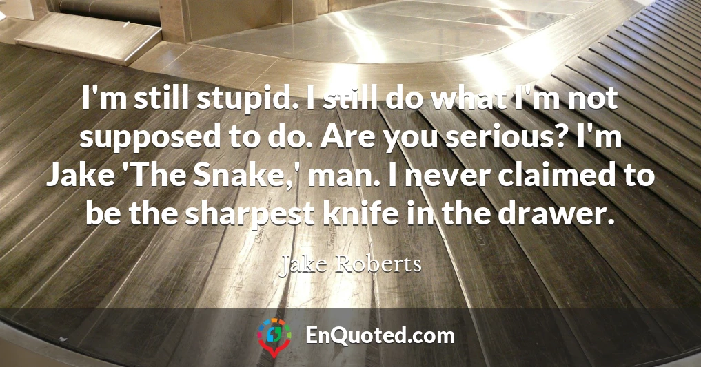 I'm still stupid. I still do what I'm not supposed to do. Are you serious? I'm Jake 'The Snake,' man. I never claimed to be the sharpest knife in the drawer.
