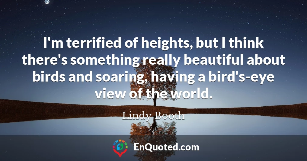 I'm terrified of heights, but I think there's something really beautiful about birds and soaring, having a bird's-eye view of the world.