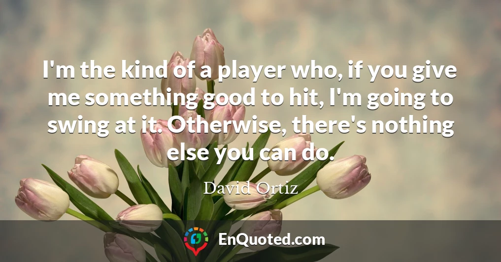 I'm the kind of a player who, if you give me something good to hit, I'm going to swing at it. Otherwise, there's nothing else you can do.