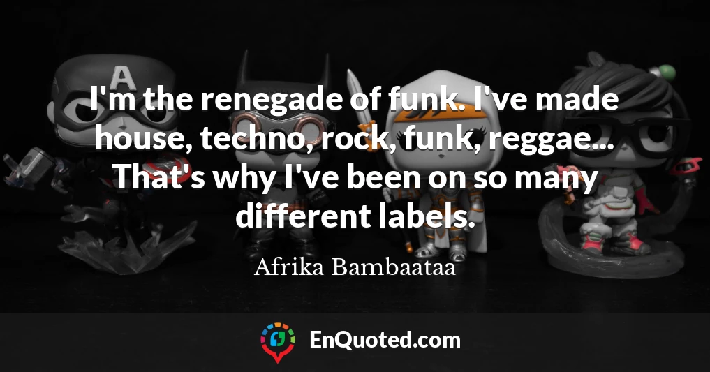 I'm the renegade of funk. I've made house, techno, rock, funk, reggae... That's why I've been on so many different labels.