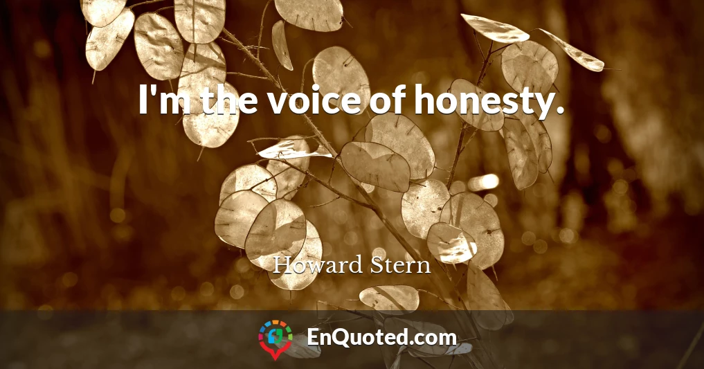 I'm the voice of honesty.