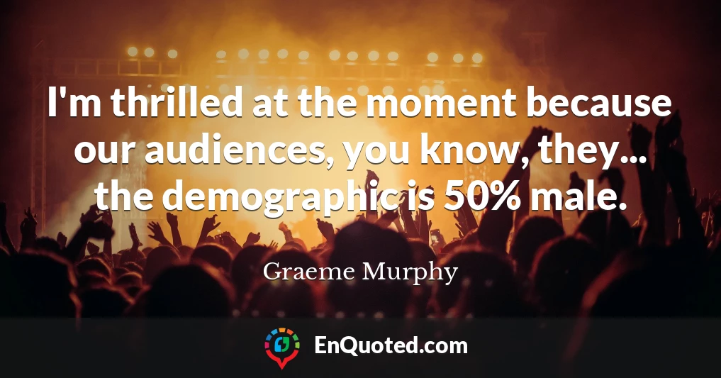 I'm thrilled at the moment because our audiences, you know, they... the demographic is 50% male.