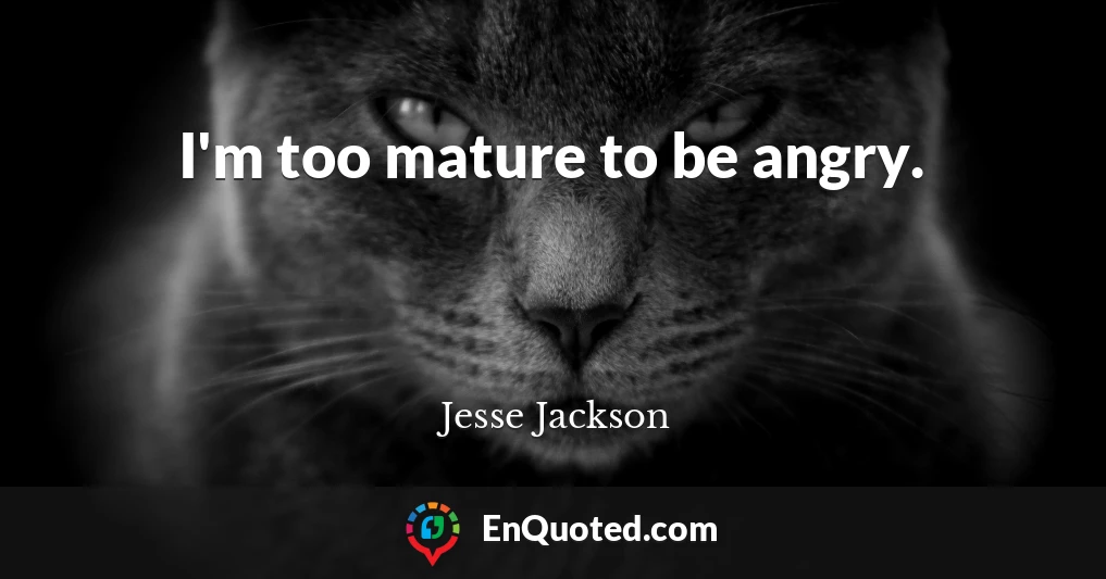 I'm too mature to be angry.