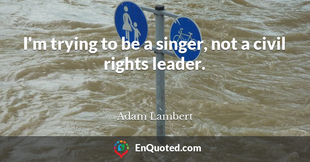 I'm trying to be a singer, not a civil rights leader.