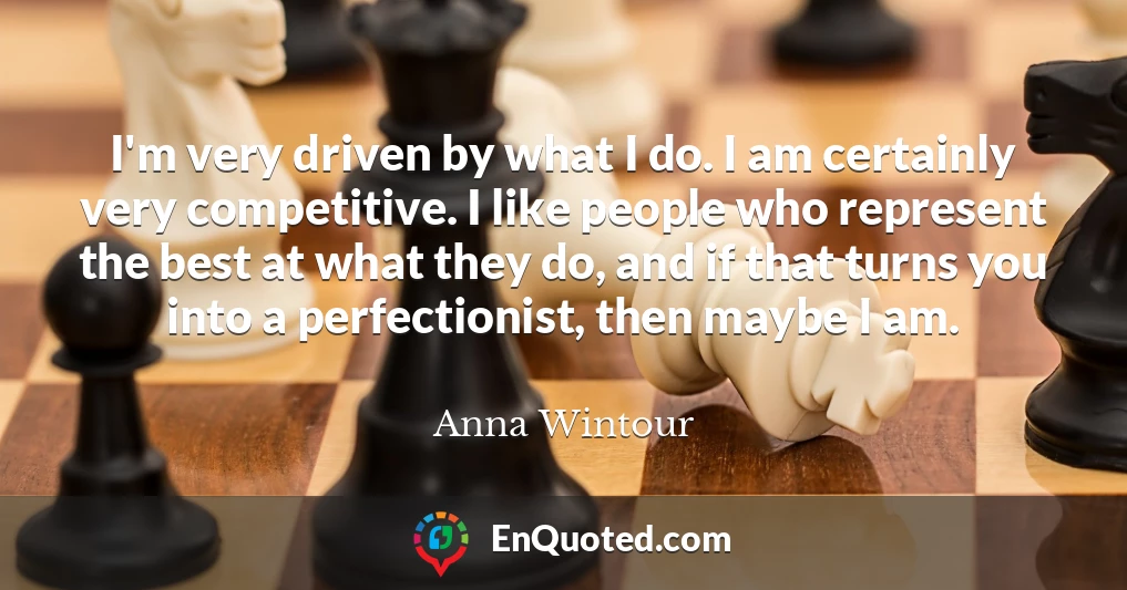 I'm very driven by what I do. I am certainly very competitive. I like people who represent the best at what they do, and if that turns you into a perfectionist, then maybe I am.