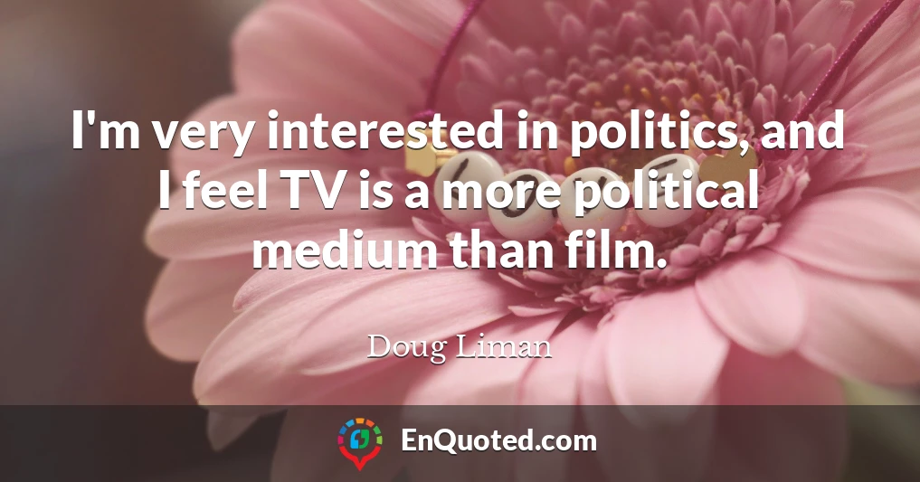 I'm very interested in politics, and I feel TV is a more political medium than film.