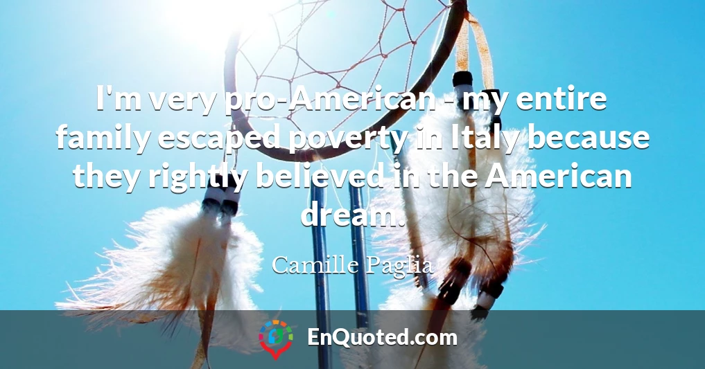 I'm very pro-American - my entire family escaped poverty in Italy because they rightly believed in the American dream.