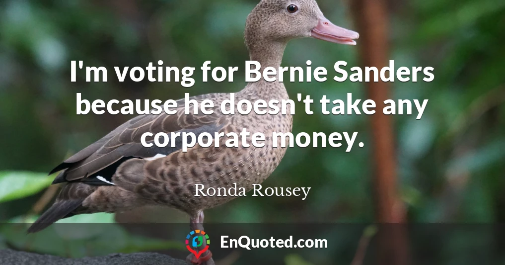 I'm voting for Bernie Sanders because he doesn't take any corporate money.
