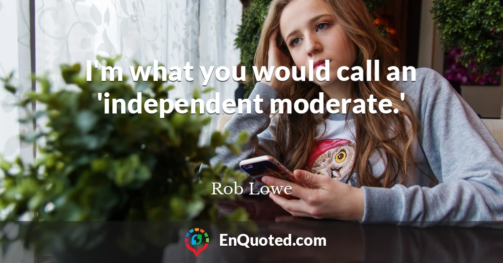 I'm what you would call an 'independent moderate.'