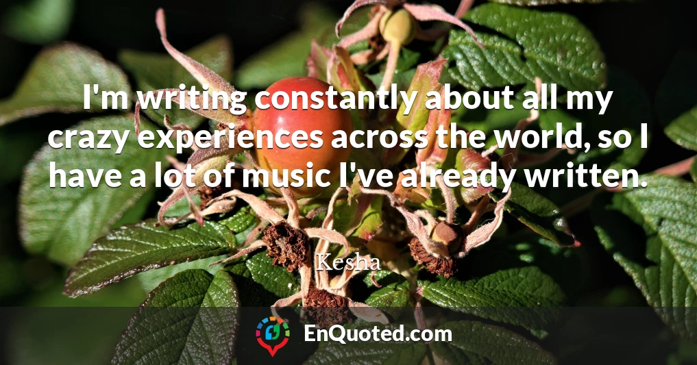 I'm writing constantly about all my crazy experiences across the world, so I have a lot of music I've already written.