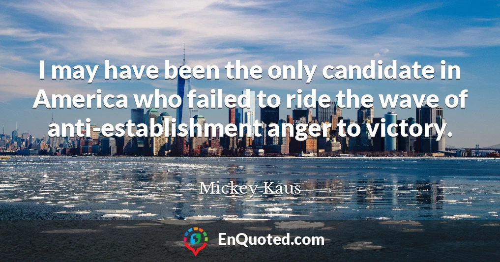 I may have been the only candidate in America who failed to ride the wave of anti-establishment anger to victory.