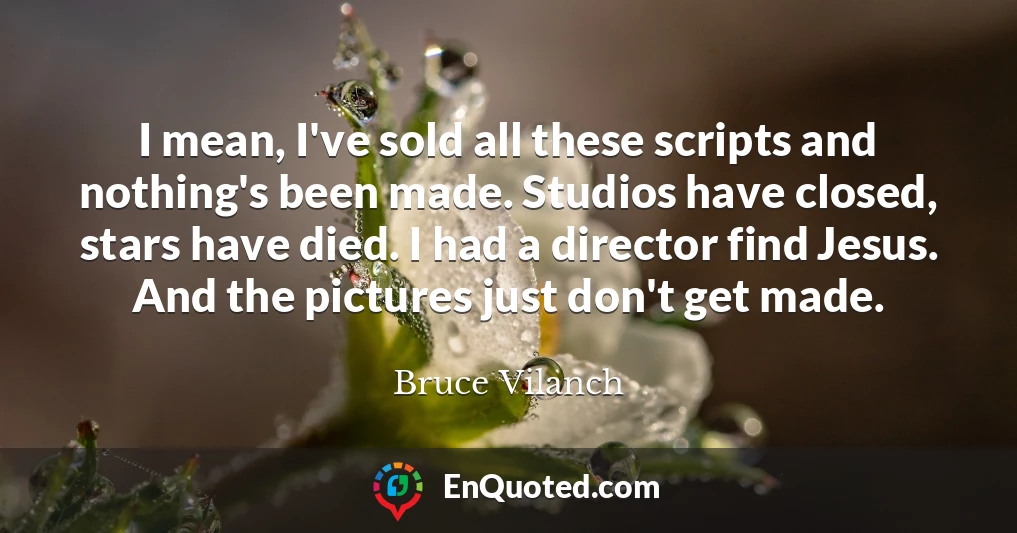 I mean, I've sold all these scripts and nothing's been made. Studios have closed, stars have died. I had a director find Jesus. And the pictures just don't get made.