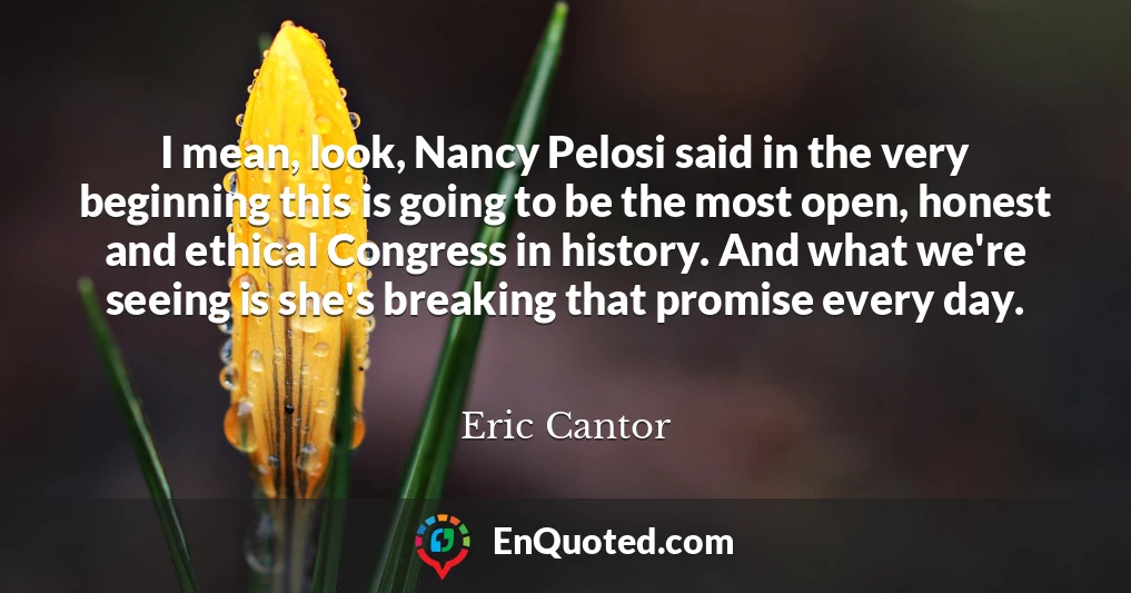 I mean, look, Nancy Pelosi said in the very beginning this is going to be the most open, honest and ethical Congress in history. And what we're seeing is she's breaking that promise every day.
