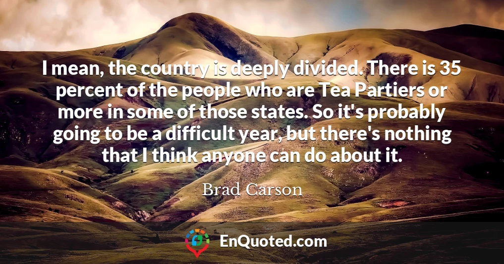 I mean, the country is deeply divided. There is 35 percent of the people who are Tea Partiers or more in some of those states. So it's probably going to be a difficult year, but there's nothing that I think anyone can do about it.