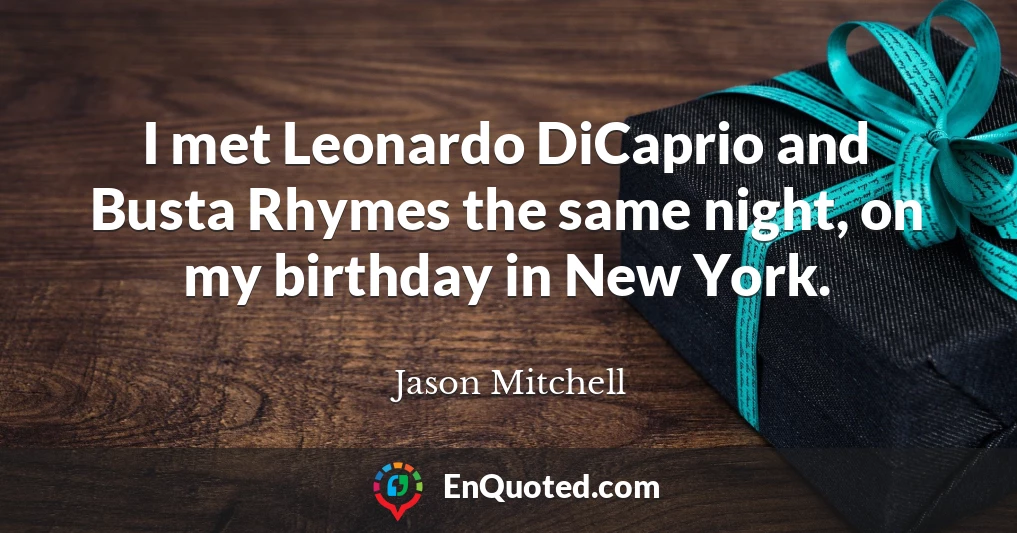 I met Leonardo DiCaprio and Busta Rhymes the same night, on my birthday in New York.