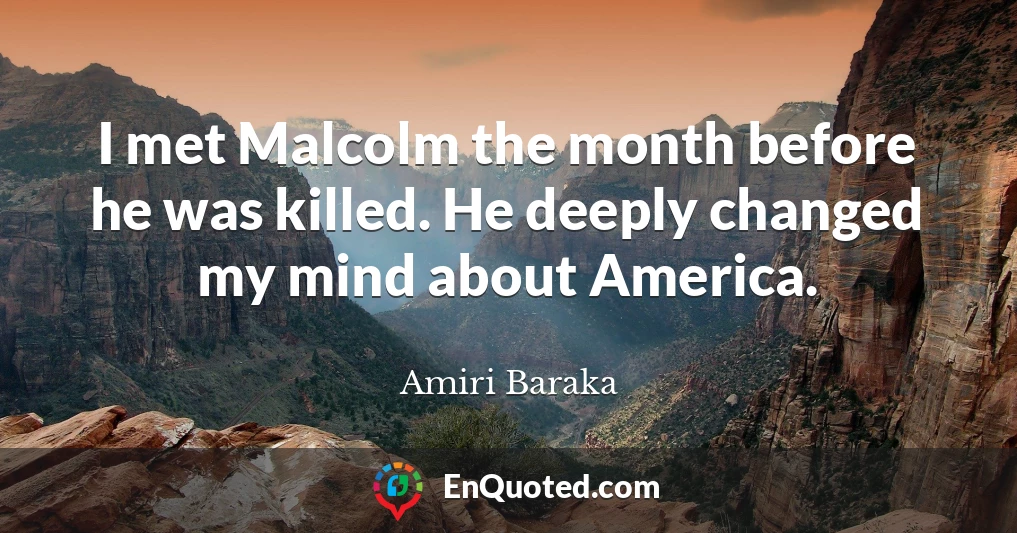 I met Malcolm the month before he was killed. He deeply changed my mind about America.