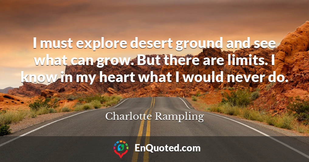 I must explore desert ground and see what can grow. But there are limits. I know in my heart what I would never do.