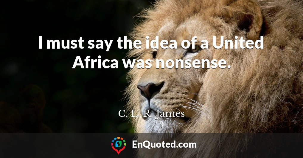 I must say the idea of a United Africa was nonsense.