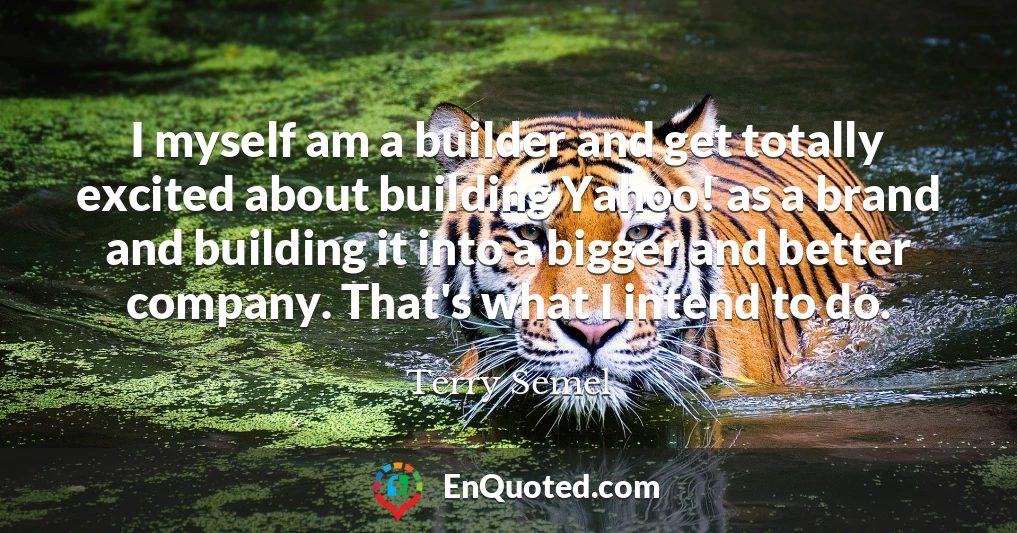 I myself am a builder and get totally excited about building Yahoo! as a brand and building it into a bigger and better company. That's what I intend to do.