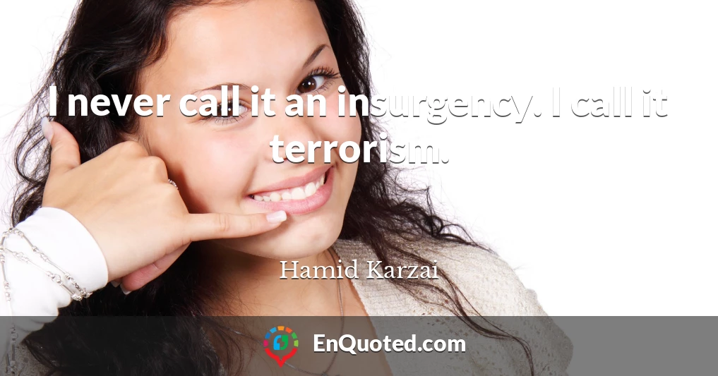 I never call it an insurgency. I call it terrorism.