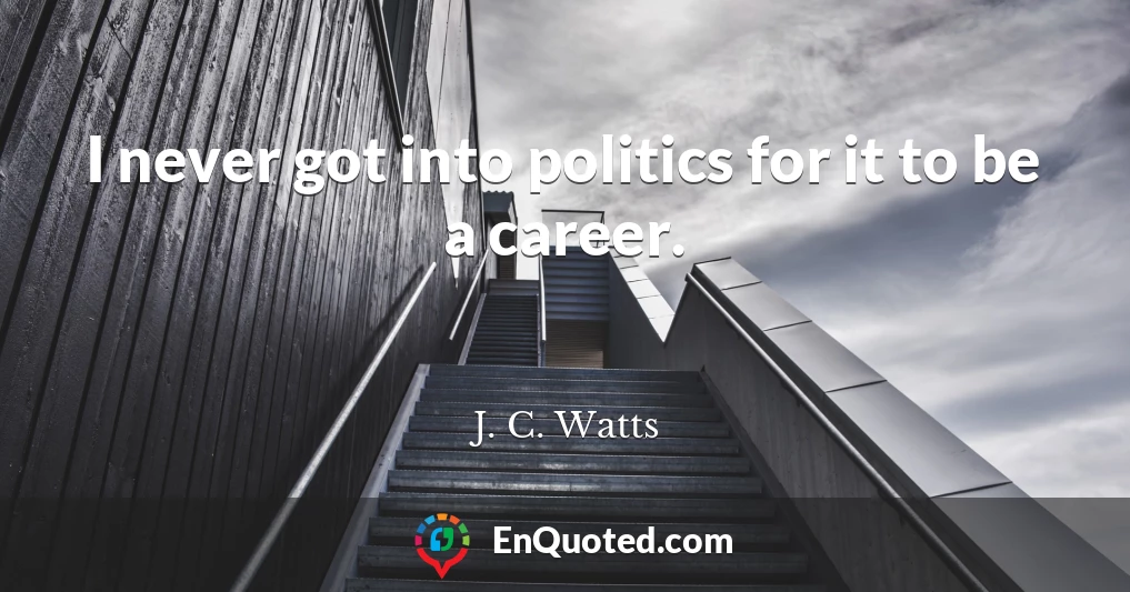 I never got into politics for it to be a career.