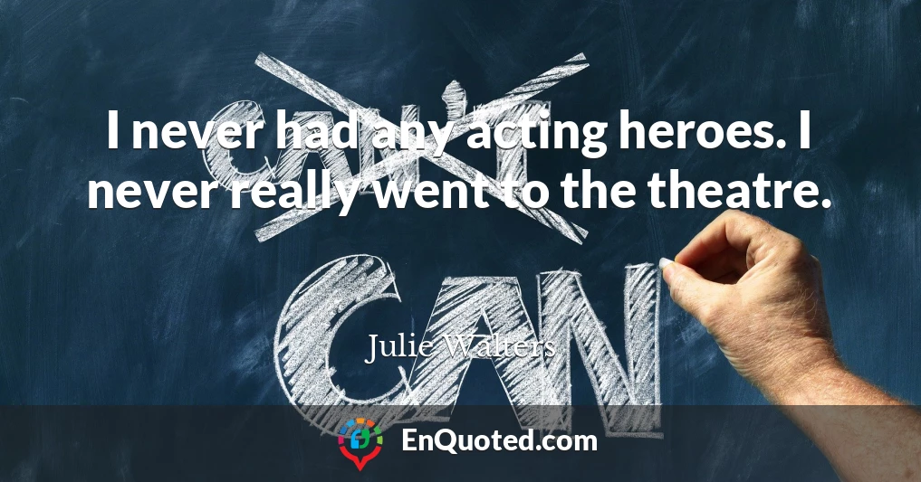 I never had any acting heroes. I never really went to the theatre.