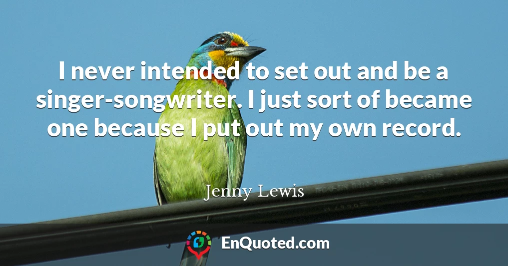 I never intended to set out and be a singer-songwriter. I just sort of became one because I put out my own record.