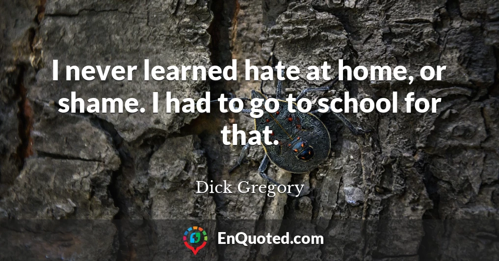 I never learned hate at home, or shame. I had to go to school for that.