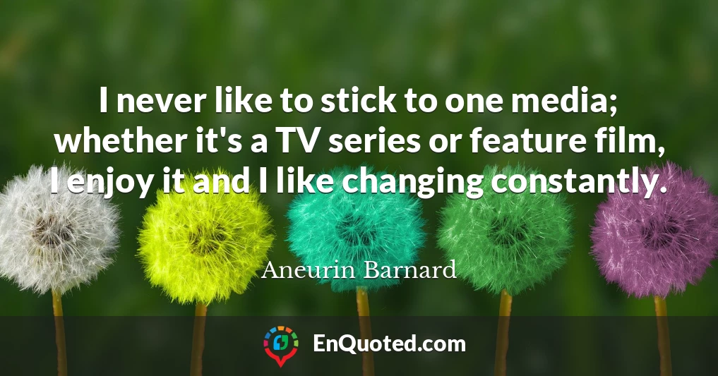I never like to stick to one media; whether it's a TV series or feature film, I enjoy it and I like changing constantly.